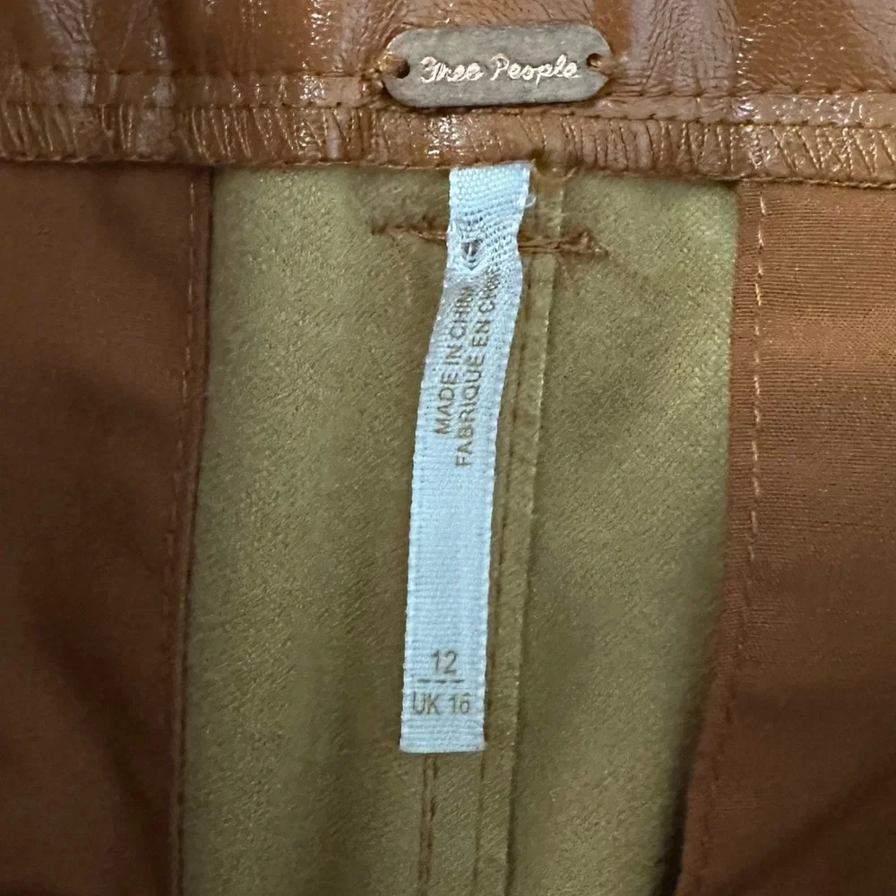 Free People Wide Leg Leather Pants Star Crossed Lovers Earthy Boho Neutral 12 - Picture 12 of 13